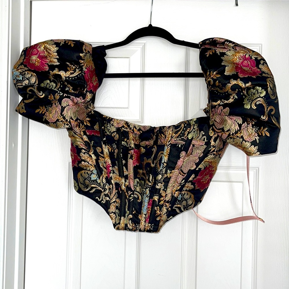 NWT House of CB Brocade Jacquard Puff Corset